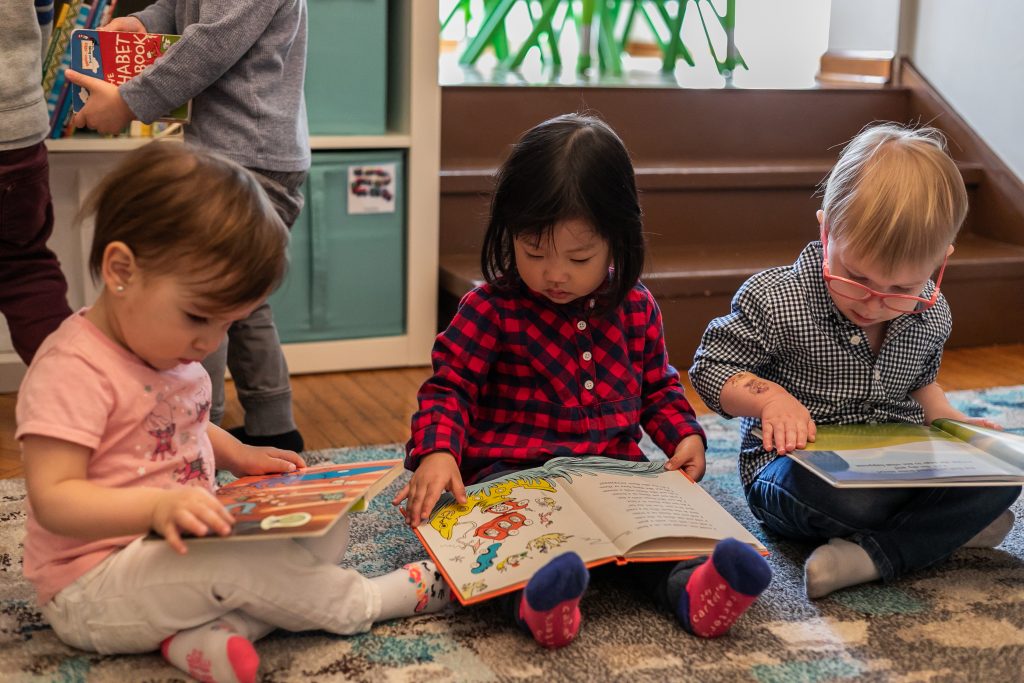 Children reading storybooks