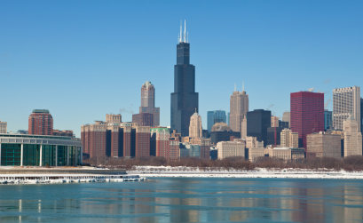 Chicago skyline in winter