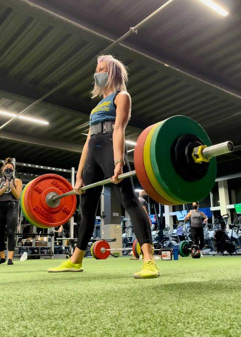 FFC Park Ridge Member Ania deadlifting 300 pounds.